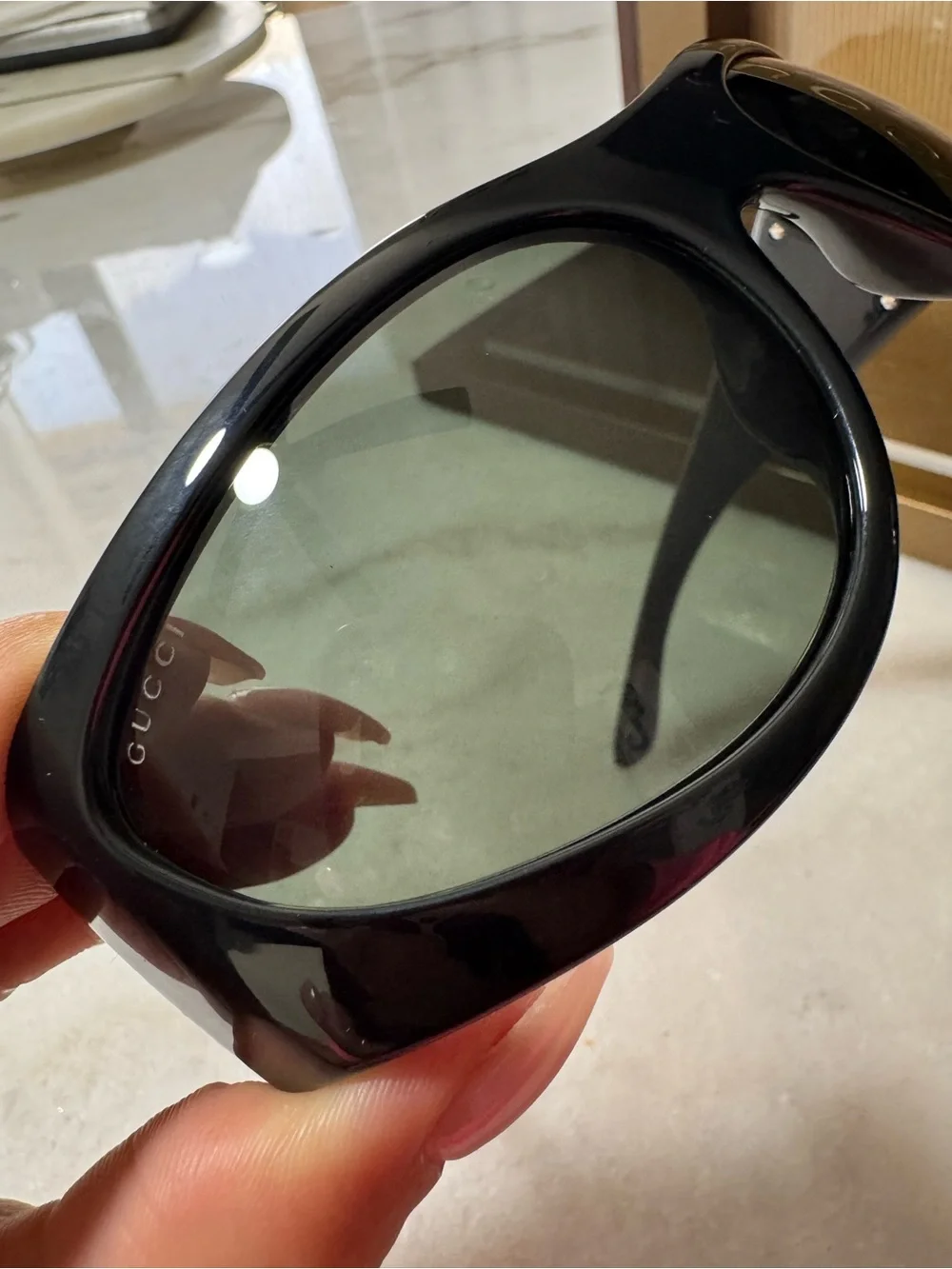 Gucci Black Unisex Wrap Sunglasses with Dark Lenses